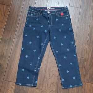 EV1 Maddy Straight Leg Cropped Jeans with Stars & Hearts size 14